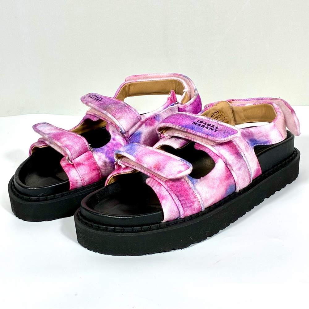 Isabel Marant Madee Platform Sandal Mulberry Tie Dye 41 10 NEW Flat Pink Purple - Picture 16 of 17